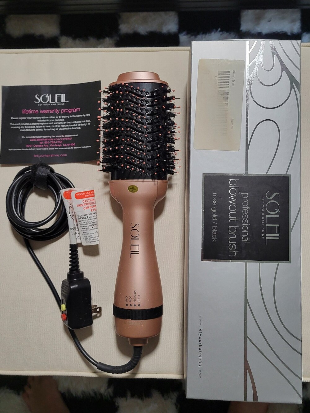 SOLEIL Rose Gold Professional Blowout Brush - Heated Volumizing Styler